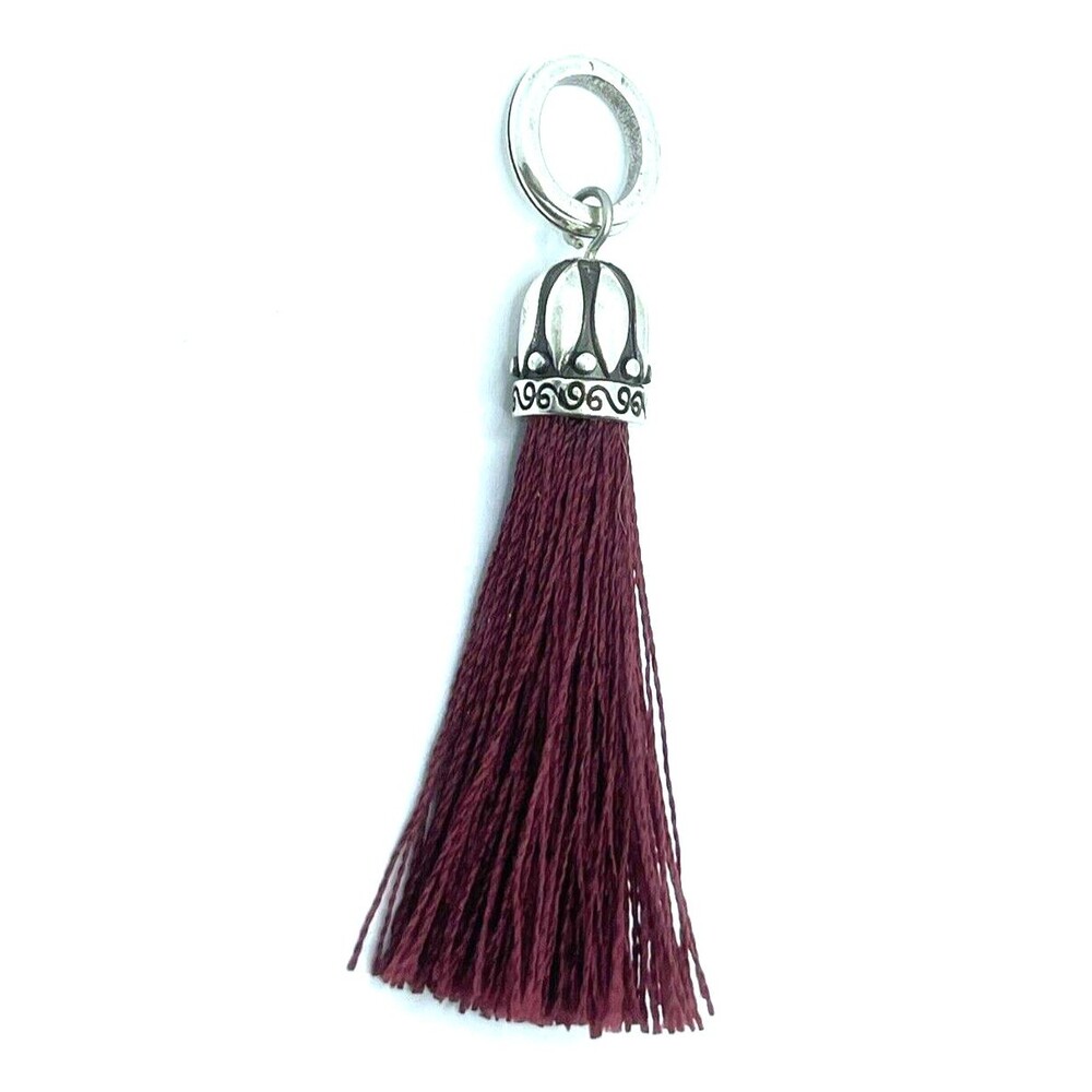 Brighton Tahlia Tassel Red Long Strands Silver Pendant Charm